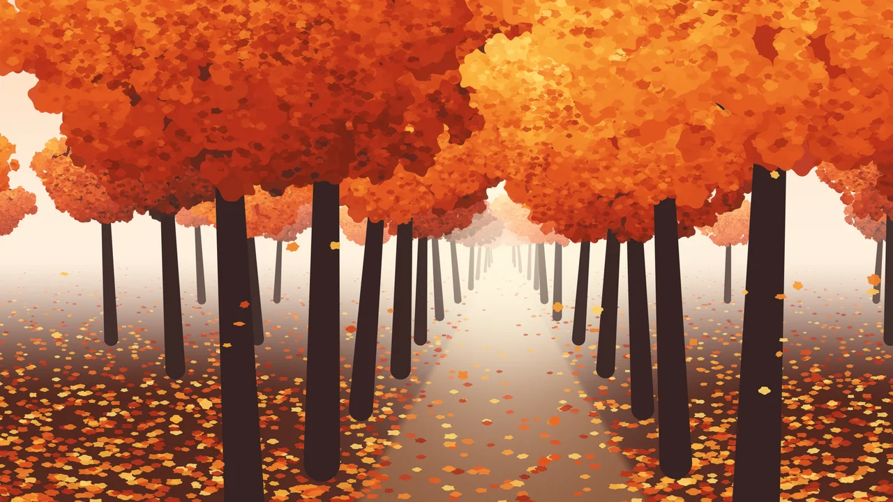 Peach Autumn Path desktop wallpaper in 4K
