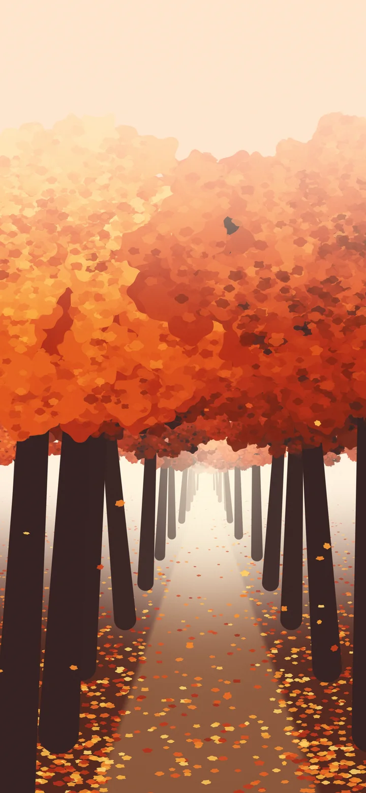 Peach Autumn Path wallpaper for iPhone and Android