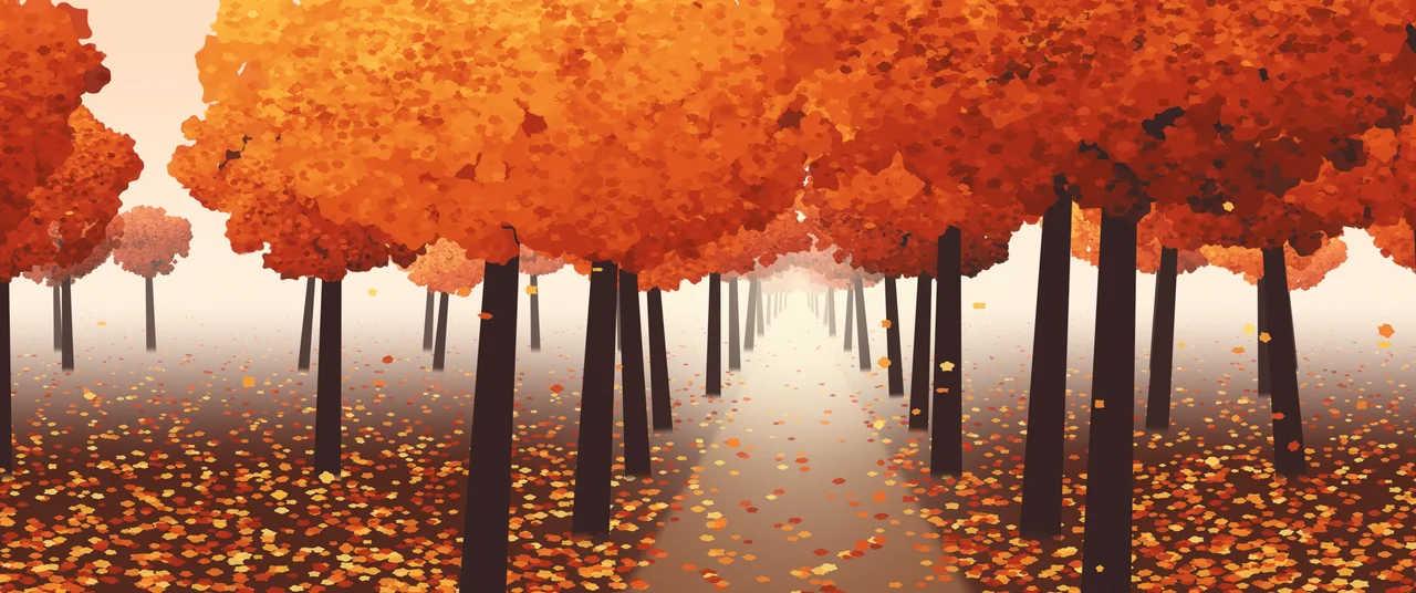 Peach Autumn Path ultrawide wallpaper, 3440 × 1440
