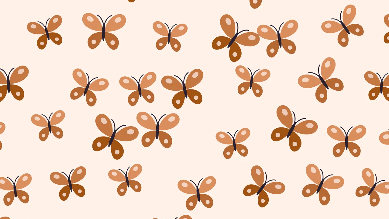Peach Butterfly Pattern desktop wallpaper in 4K