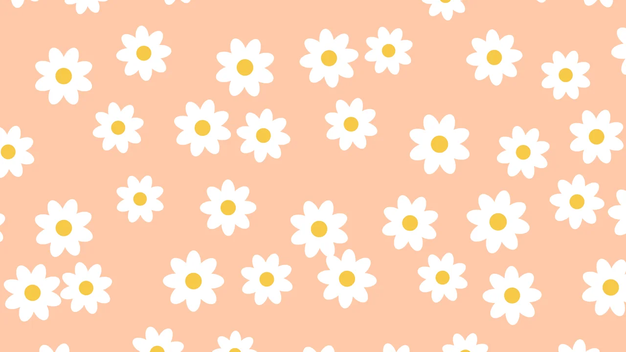Peach Daisy Flower Pattern desktop wallpaper in 4K
