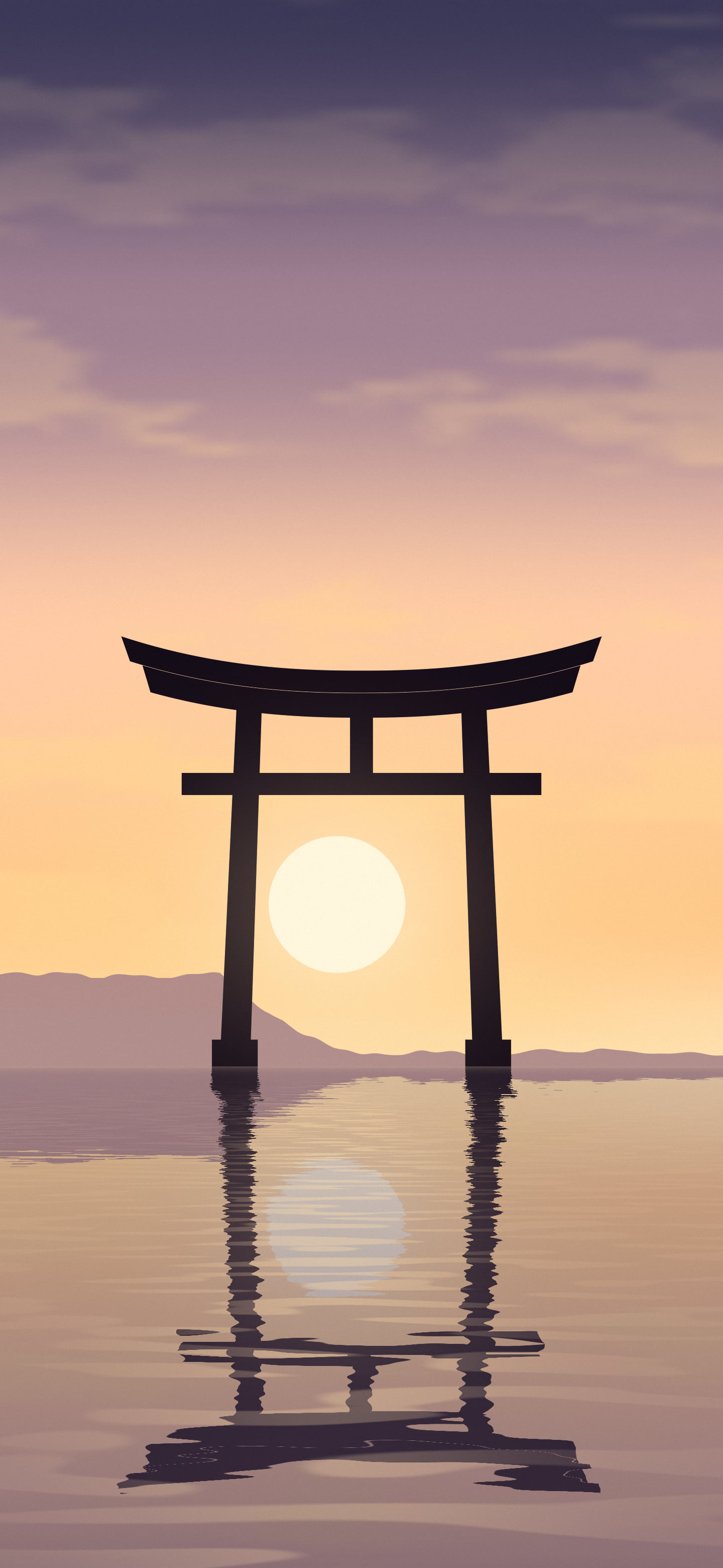 Peach Japanese Torii Gate Sunset wallpaper for iPhone and Android