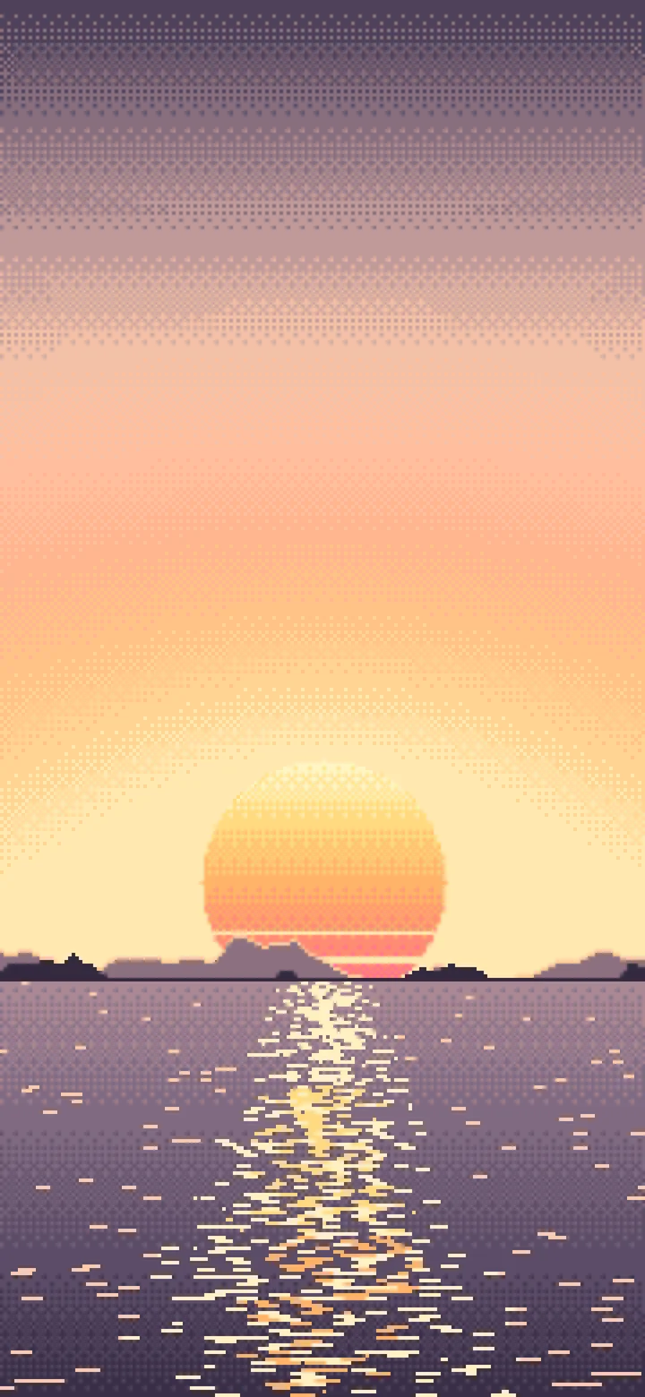 Peach Pixel Art Sunset wallpaper for iPhone and Android