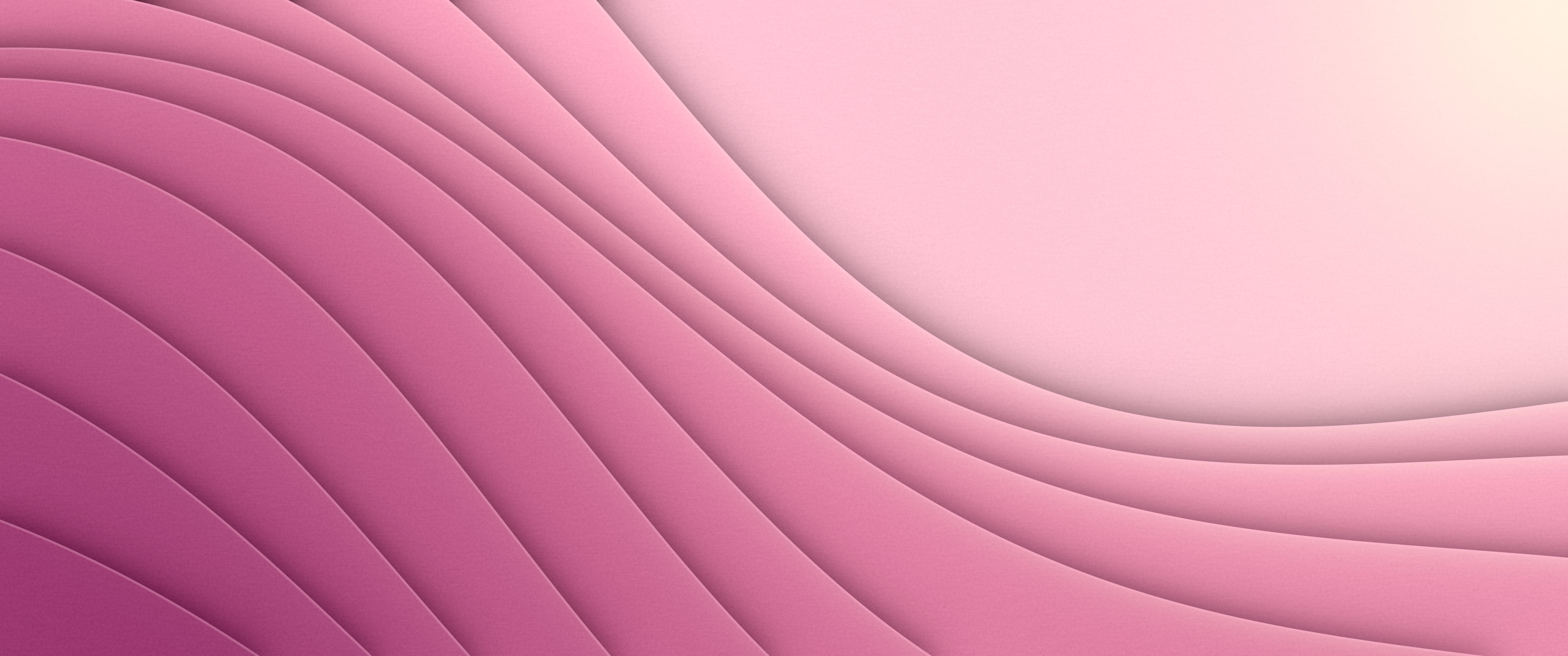 Pink 3D Paper Cut Abstract Curves ultrawide wallpaper, 3440 × 1440