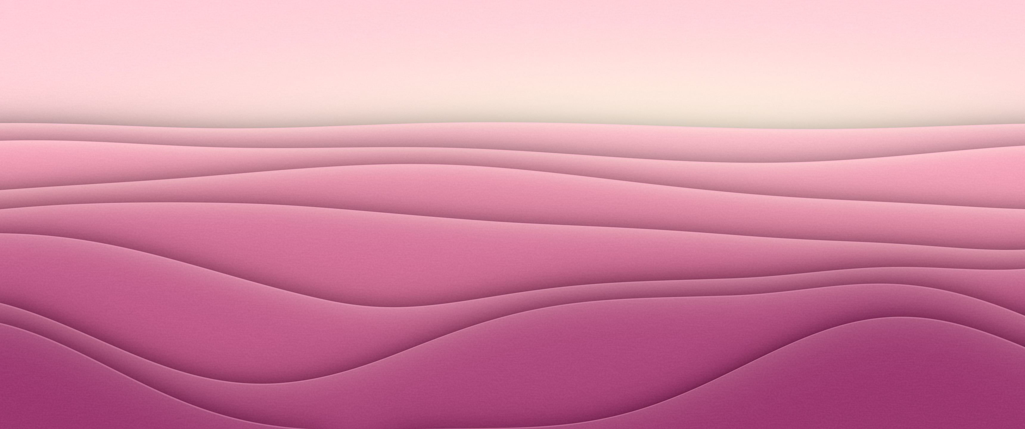 Pink 3D Paper Cut Abstract Layers ultrawide wallpaper, 3440 × 1440
