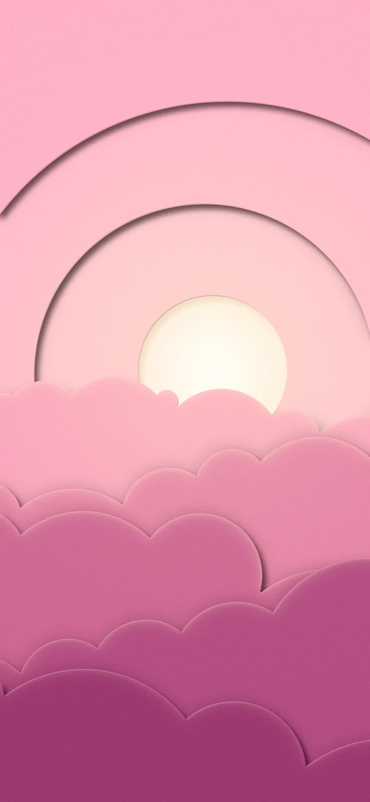 Pink 3D Paper Cut Clouds wallpaper for iPhone and Android