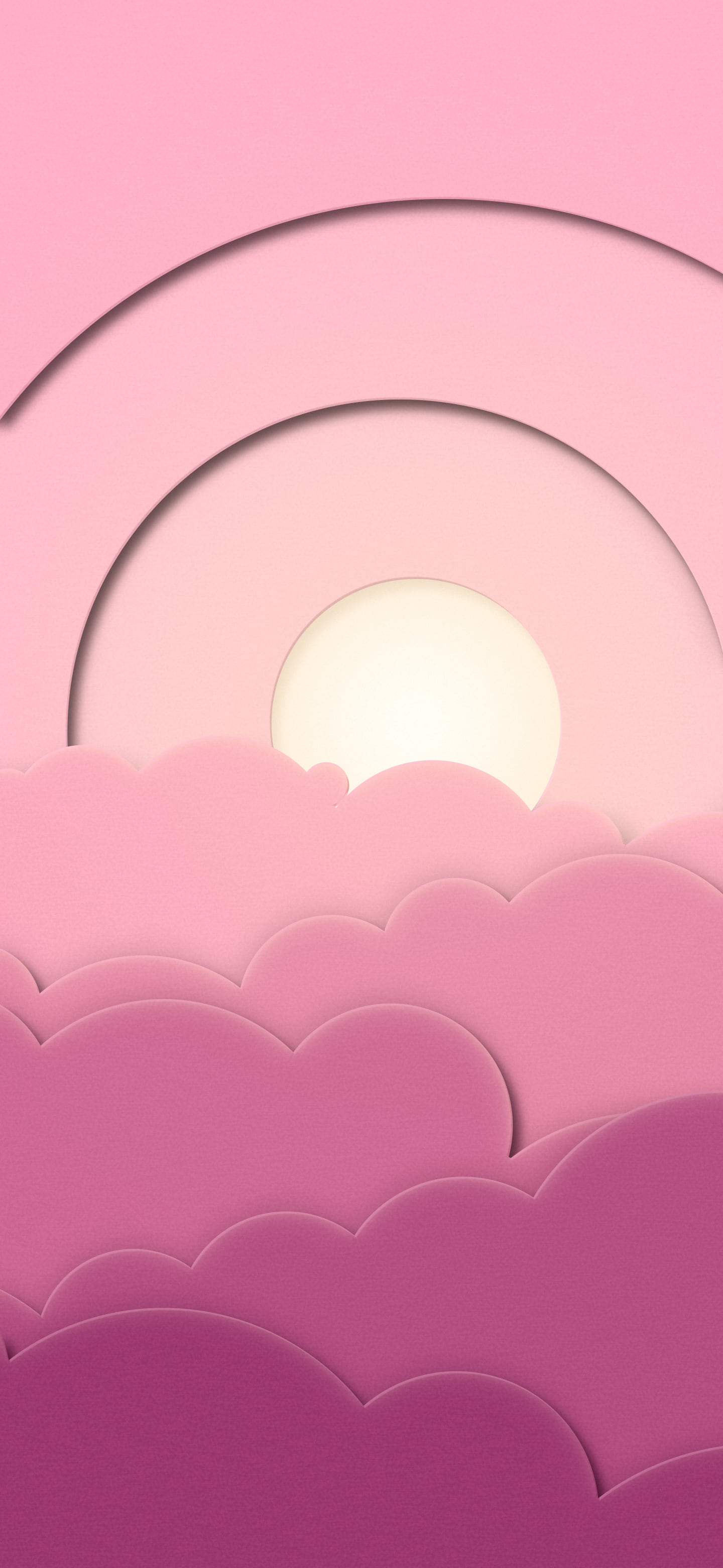 Pink 3D Paper Cut Clouds wallpaper for iPhone and Android