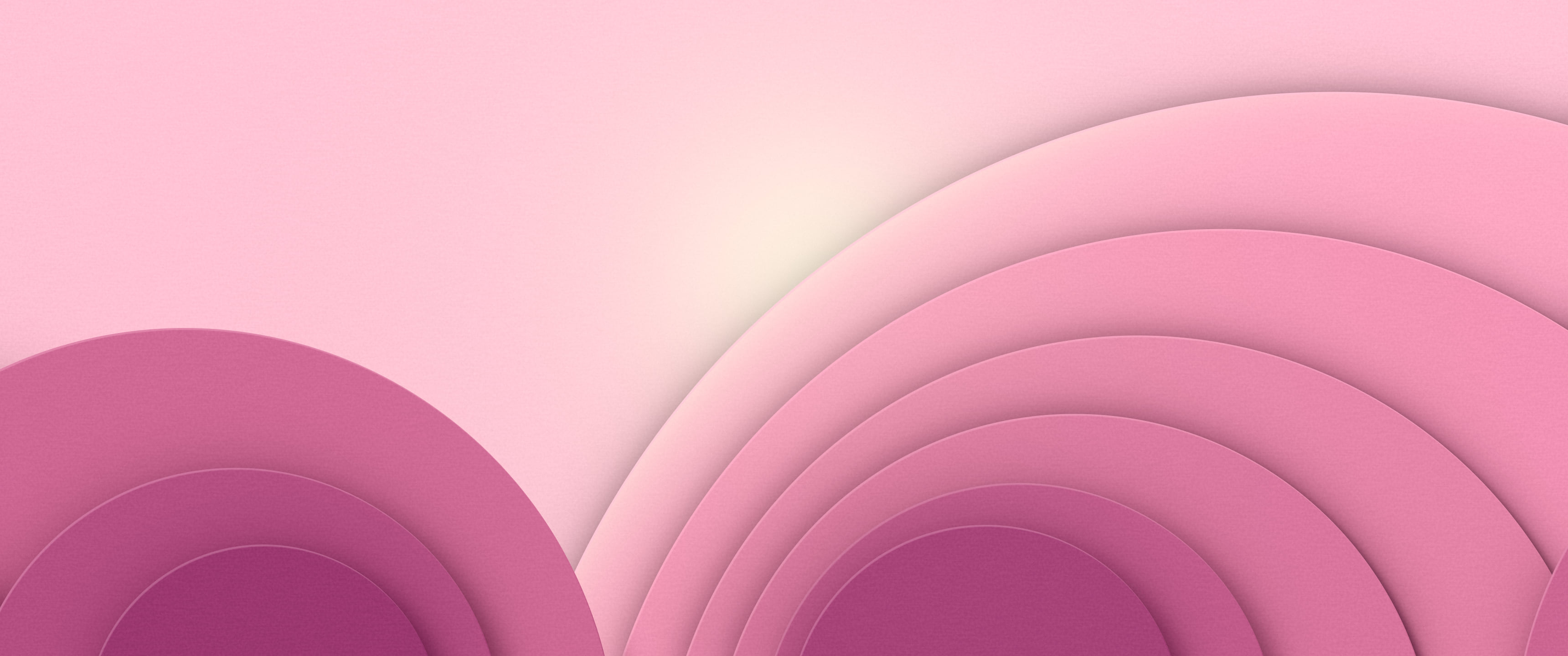 Pink 3D Paper Cut Geometric Circles ultrawide wallpaper, 3440 × 1440