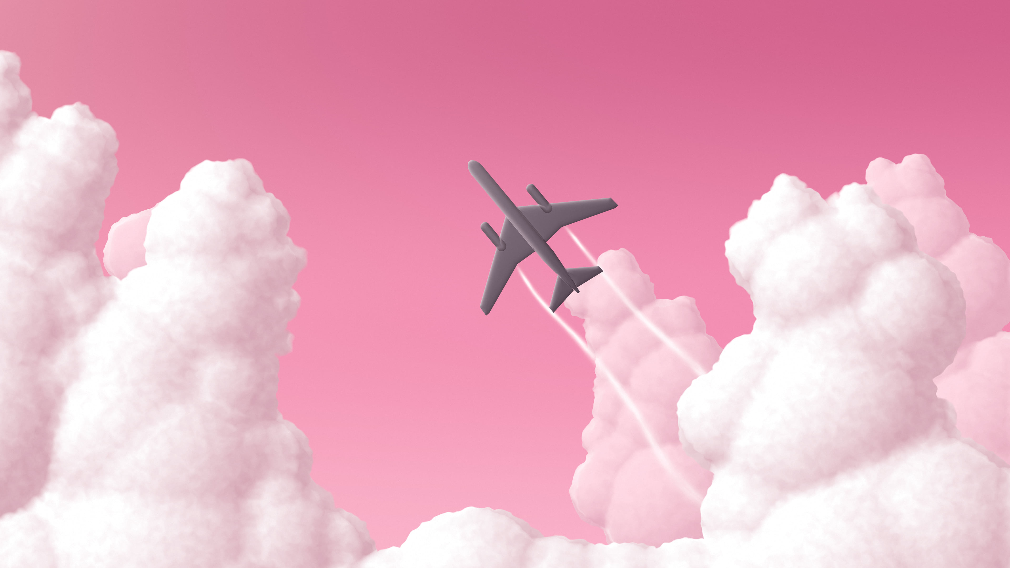 Pink Airplane in the Clouds desktop wallpaper in 4K