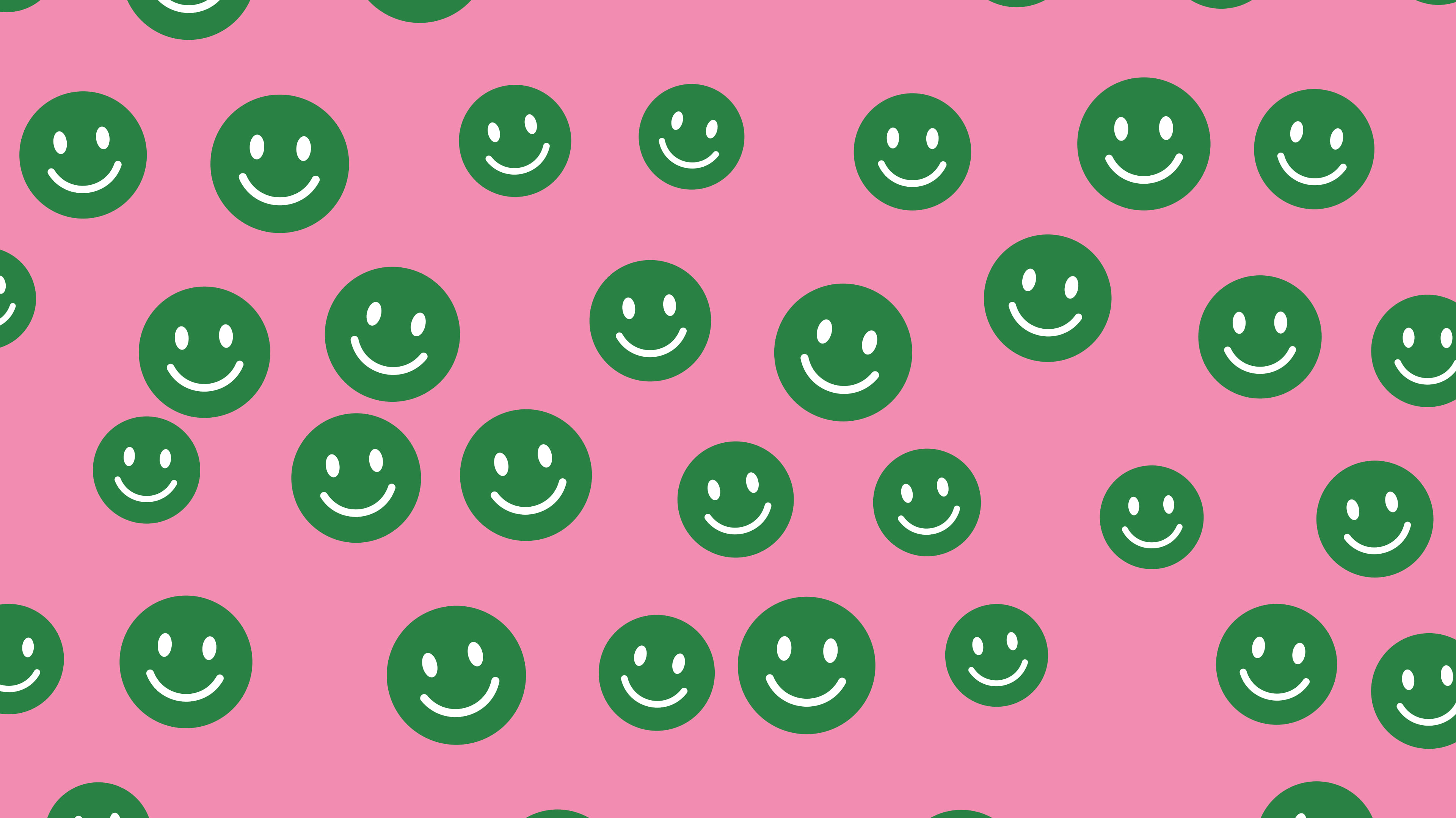 Pink and Green Smiley Face Pattern desktop wallpaper in 4K
