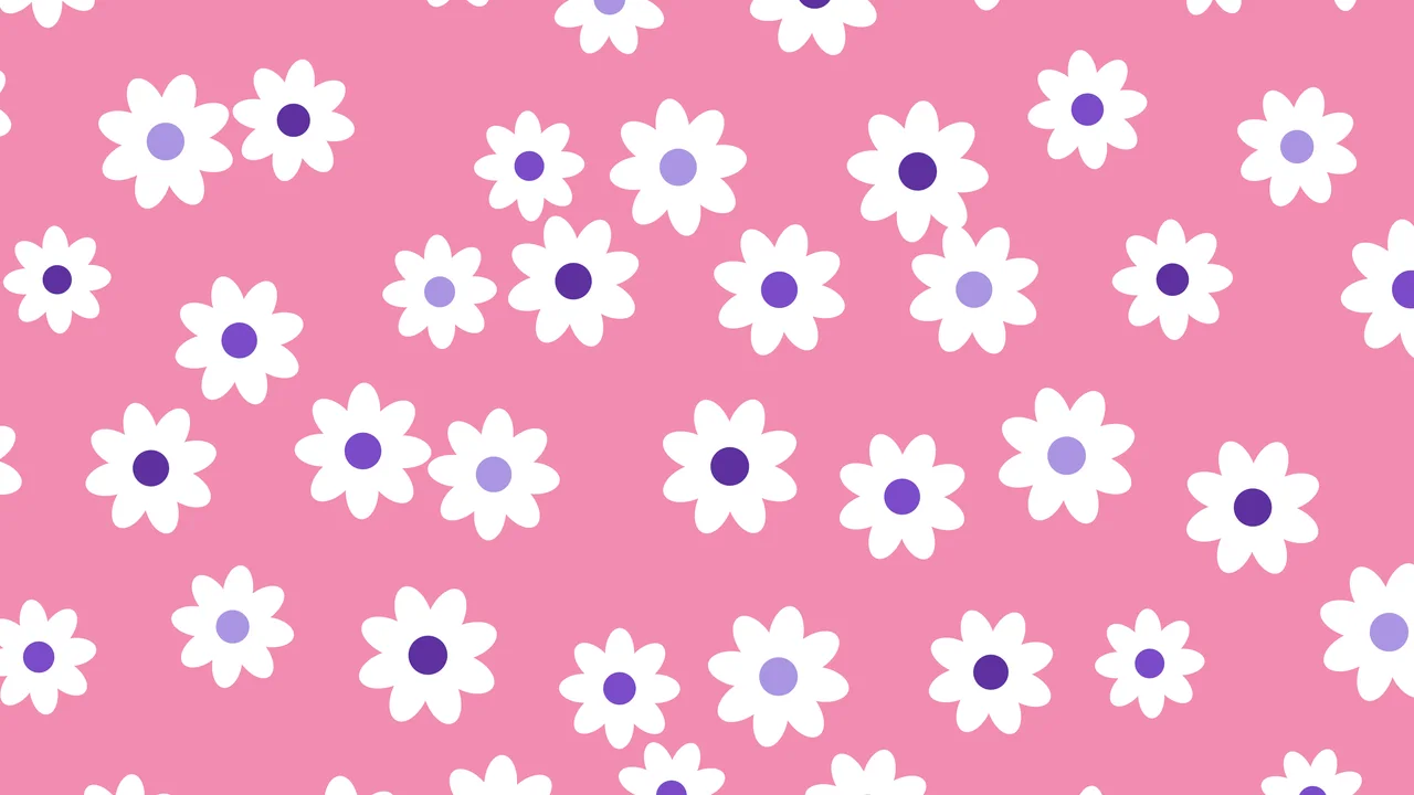 Pink and Purple Daisy Flower Pattern desktop wallpaper in 4K