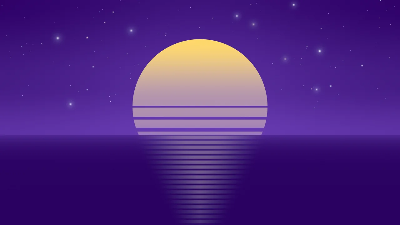 Pink and Purple Retro Striped Sun desktop wallpaper in 4K