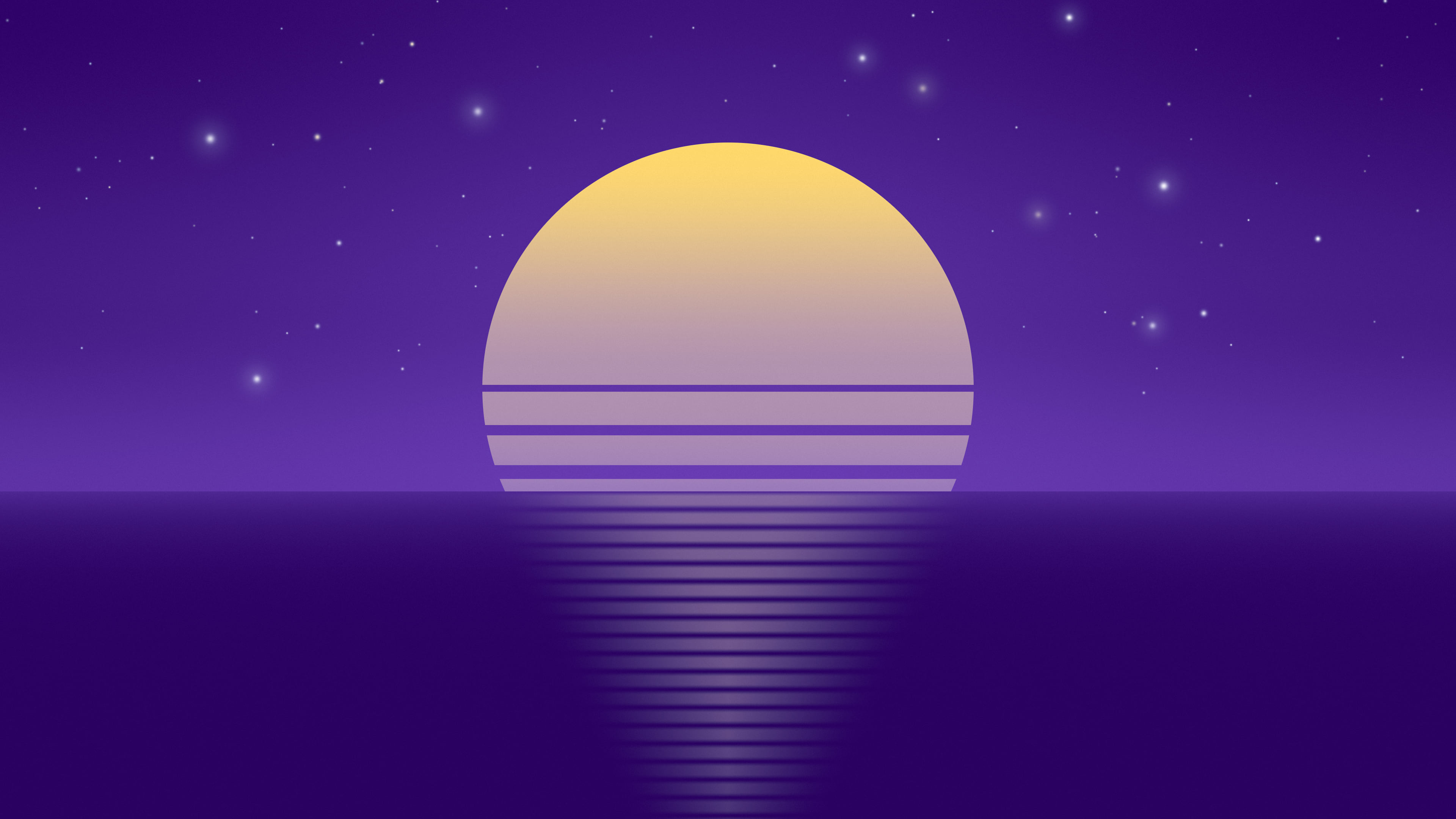 Pink and Purple Retro Striped Sun desktop wallpaper in 4K