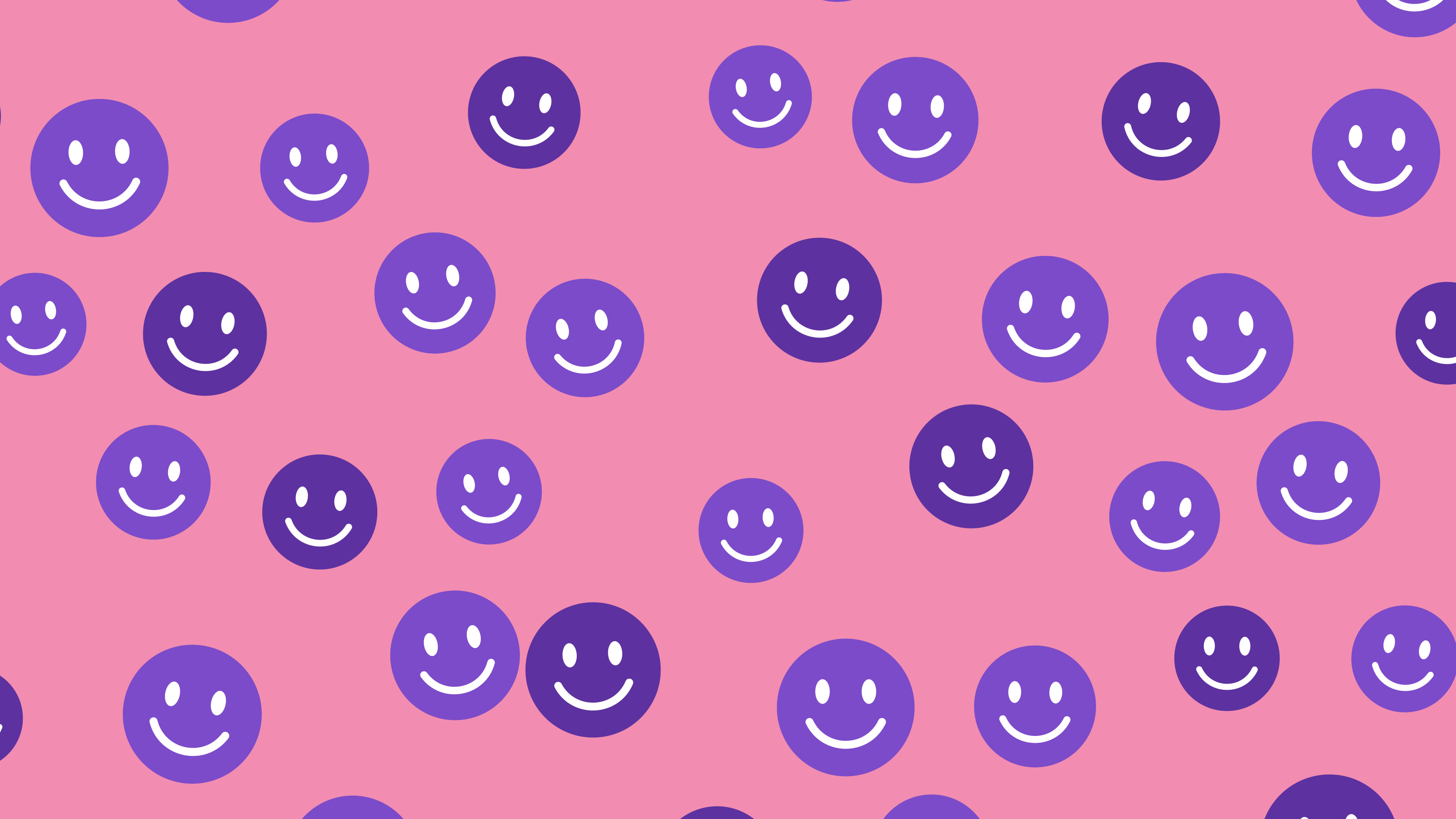 Pink and Purple Smiley Face Pattern desktop wallpaper in 4K