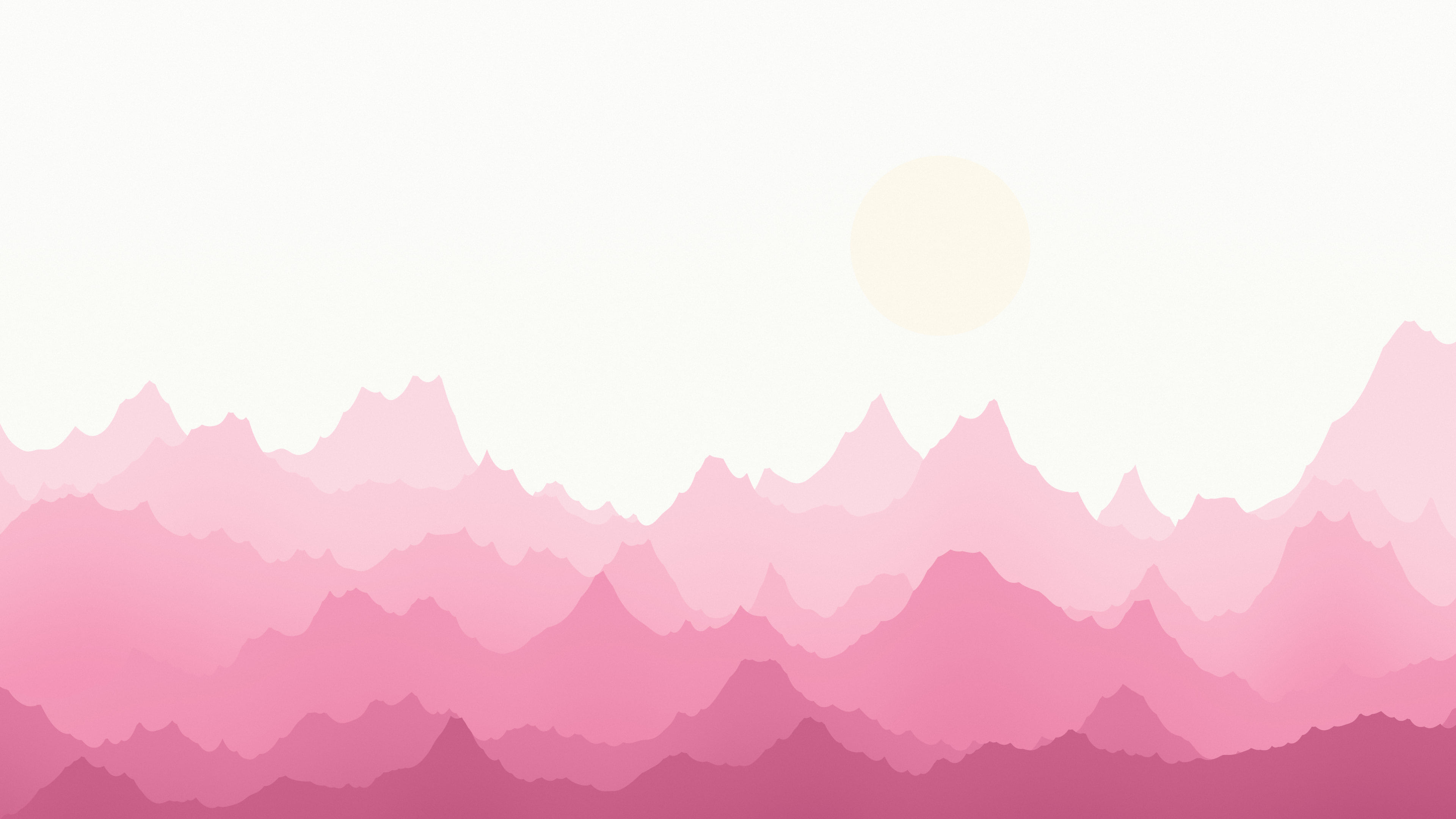 Pink and White Minimalist Mountain Landscape desktop wallpaper in 4K