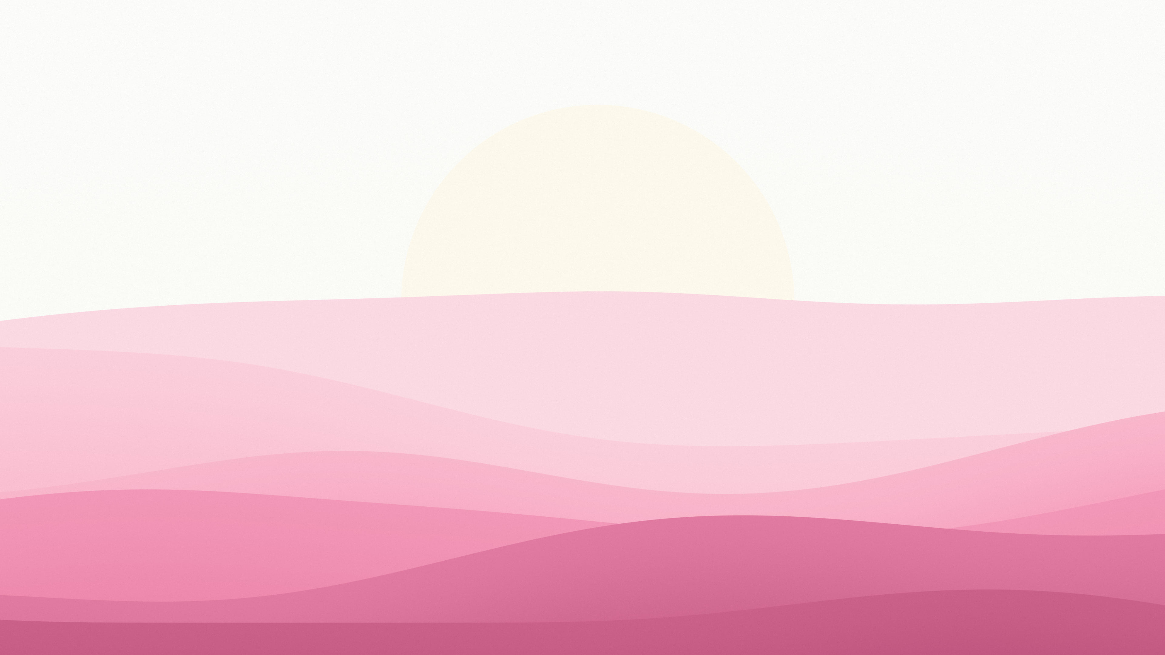 Pink and White Minimalist Sunset Hills desktop wallpaper in 4K