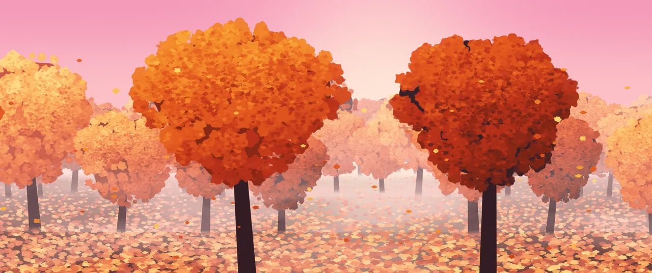 Pink Autumn Forest ultrawide wallpaper, 3440 × 1440