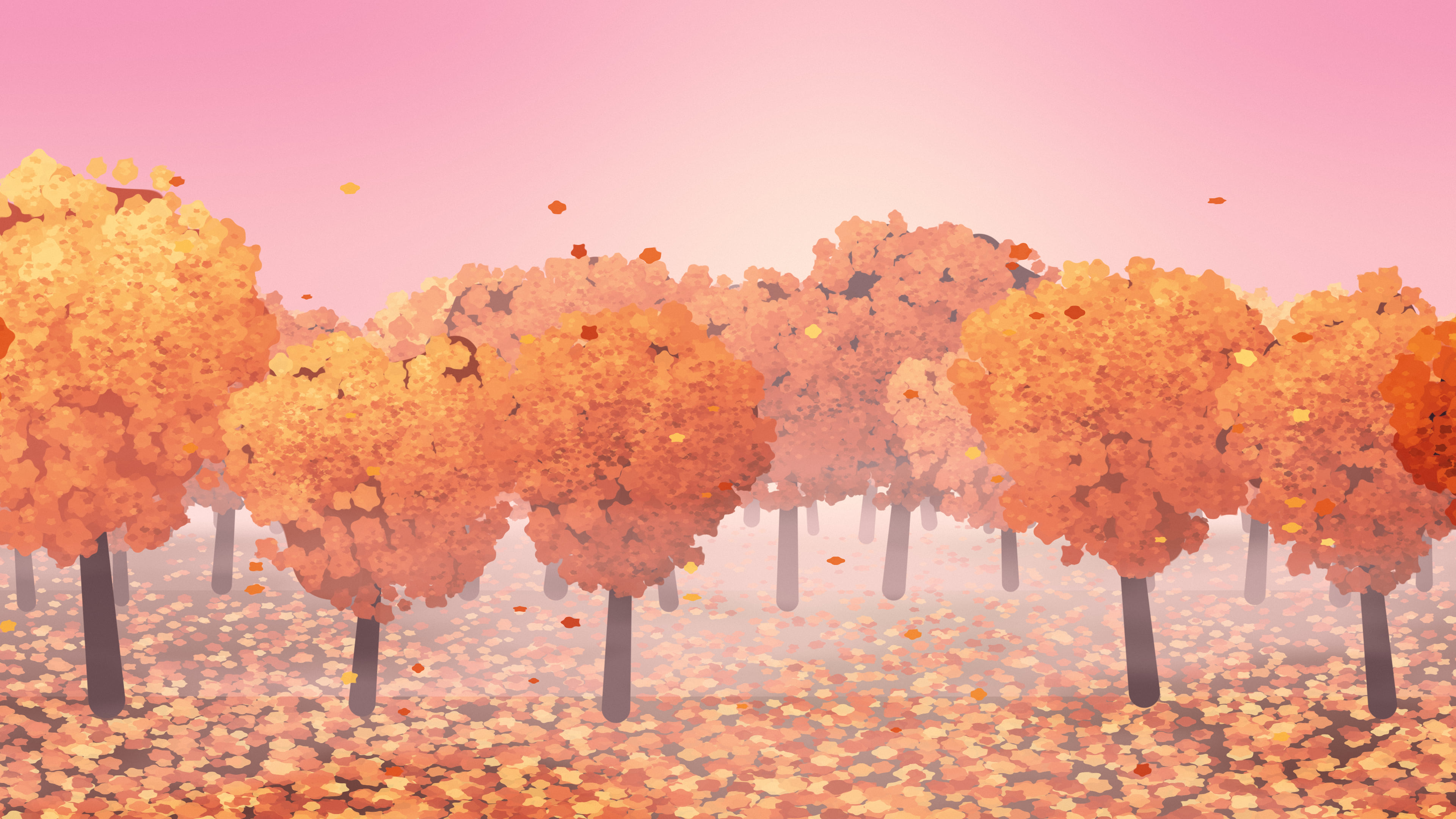 Pink Autumn Forest desktop wallpaper in 4K