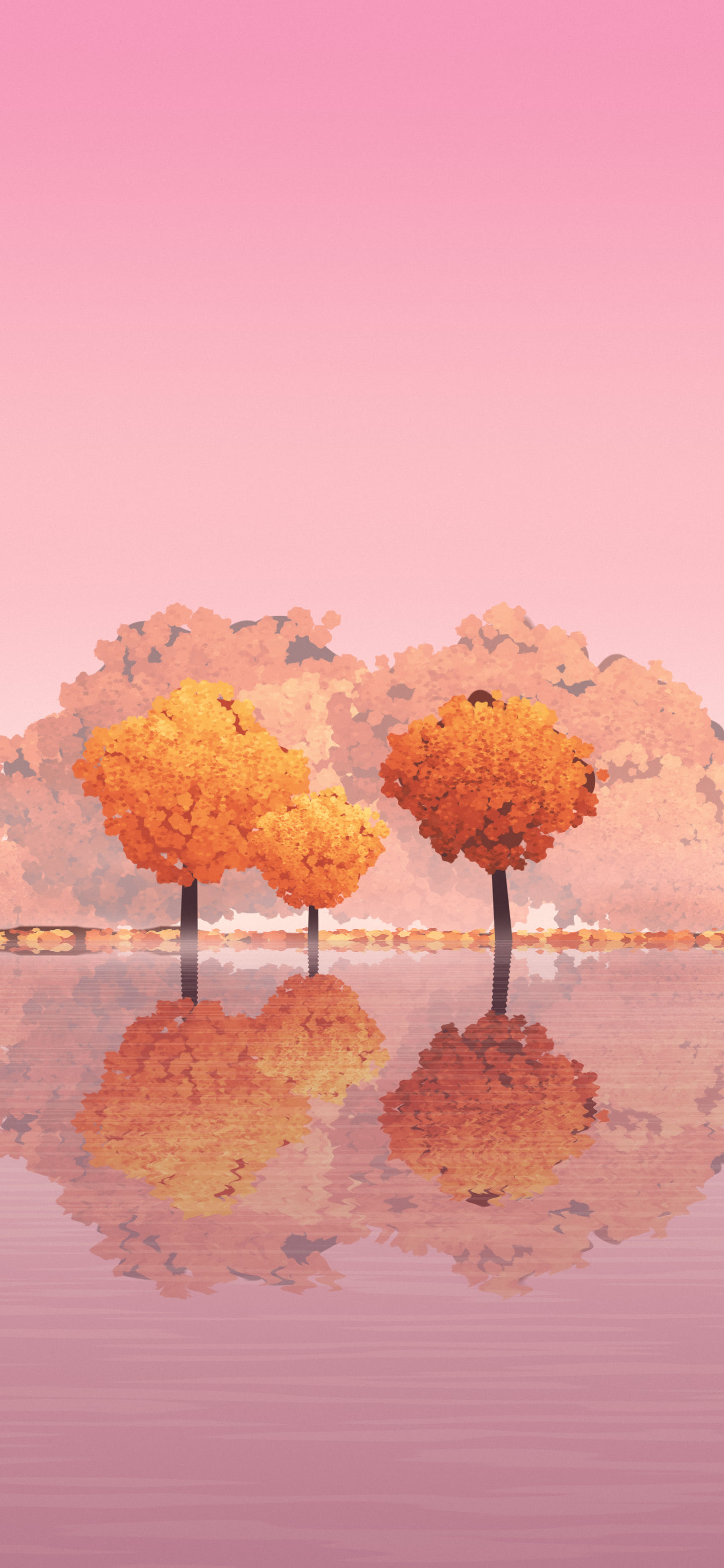Pink Autumn Lake wallpaper for iPhone and Android