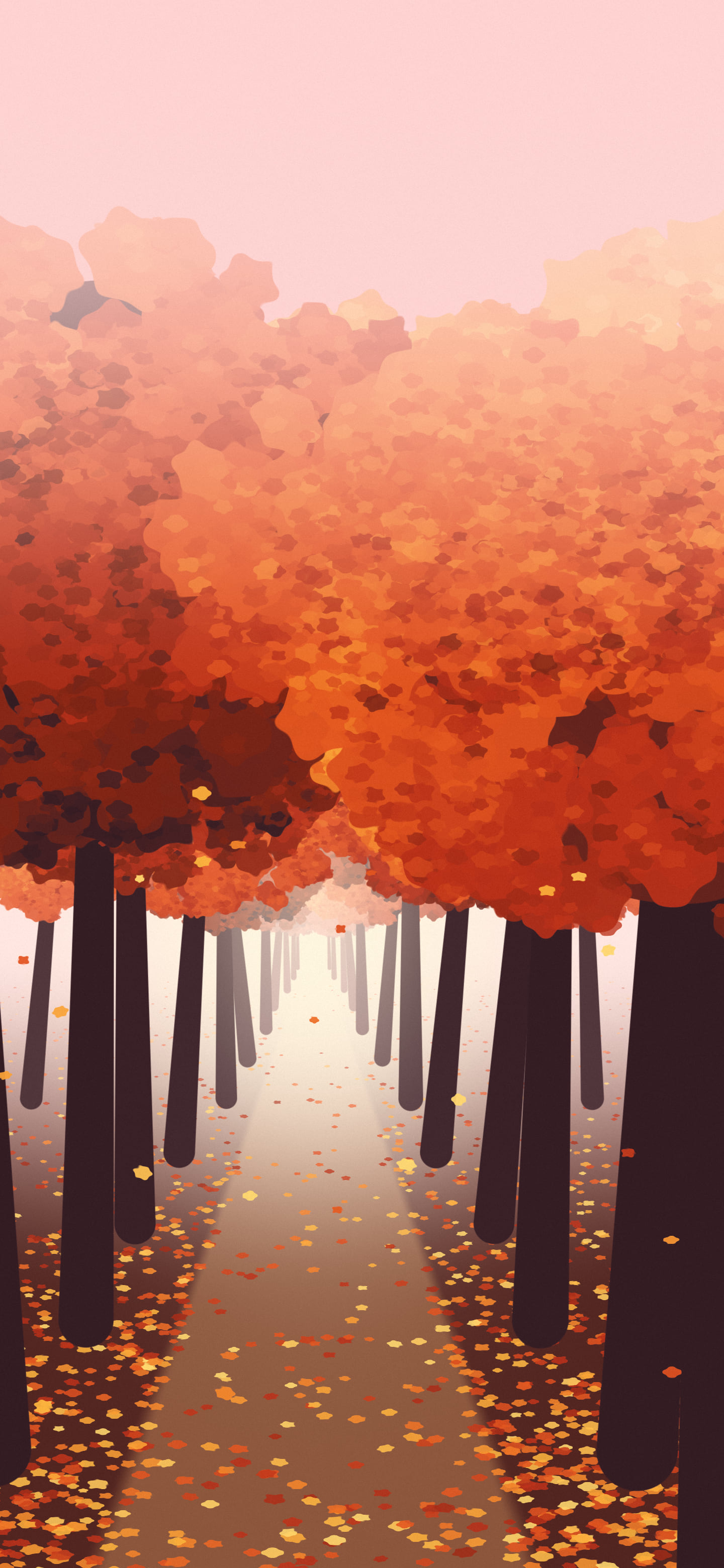 Pink Autumn Path wallpaper for iPhone and Android