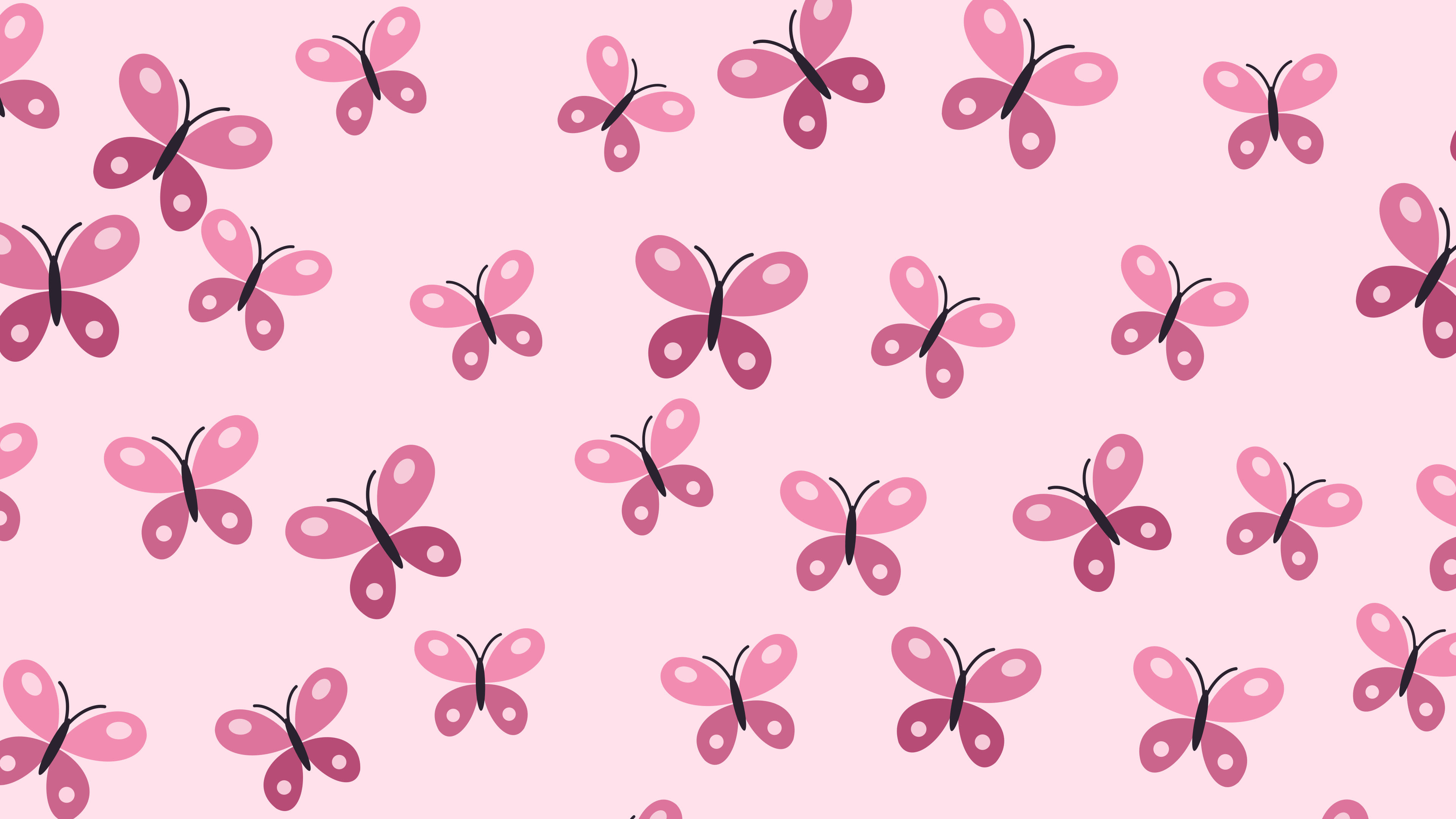 Pink Butterfly Pattern desktop wallpaper in 4K