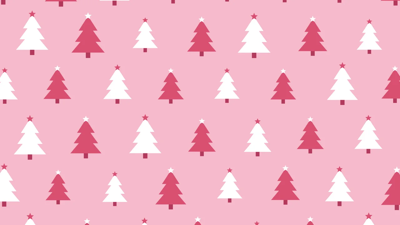 Pink Christmas Tree Pattern desktop wallpaper in 4K