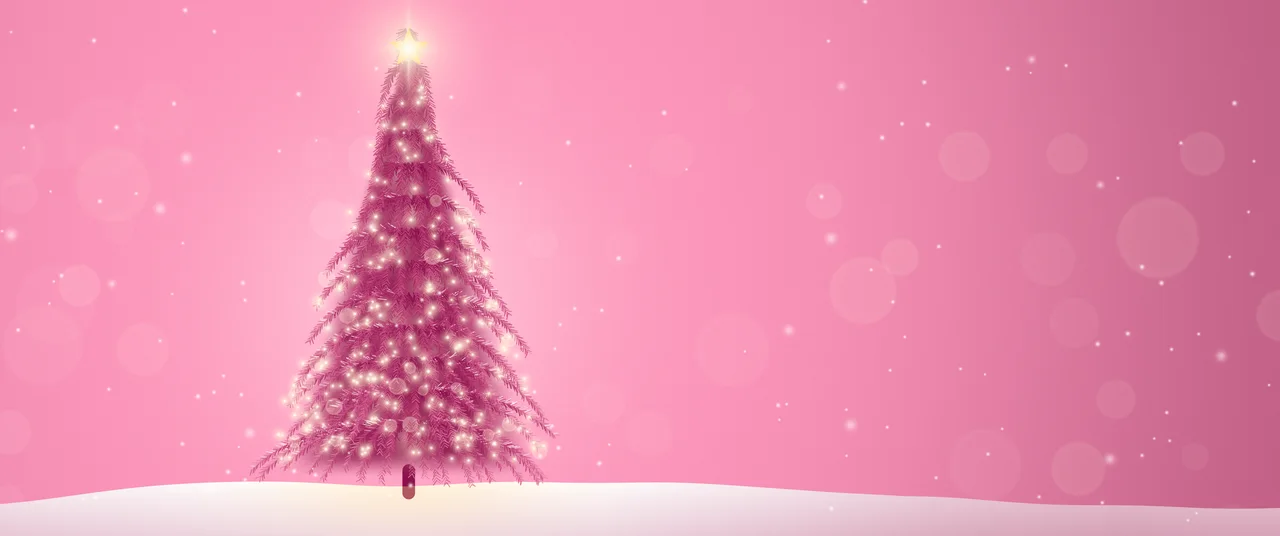 Pink Christmas Tree ultrawide wallpaper, 3440 × 1440