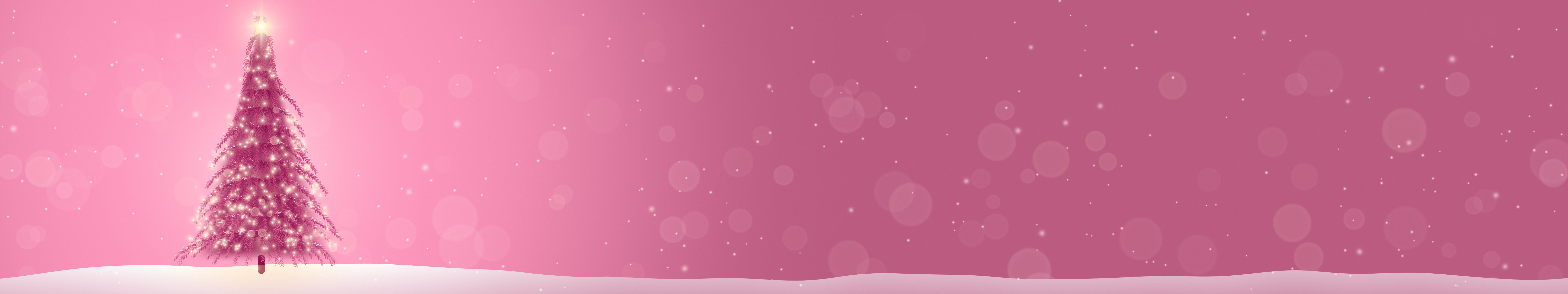 Pink Christmas Tree triple monitor wallpaper, 7680 × 1440