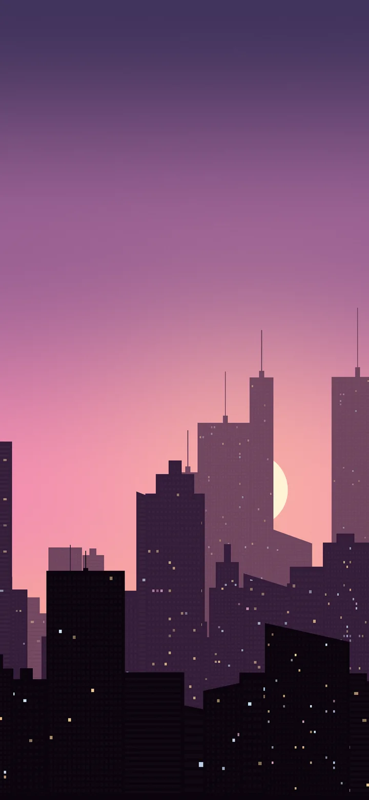 Pink City Skyline Sunset wallpaper for iPhone and Android