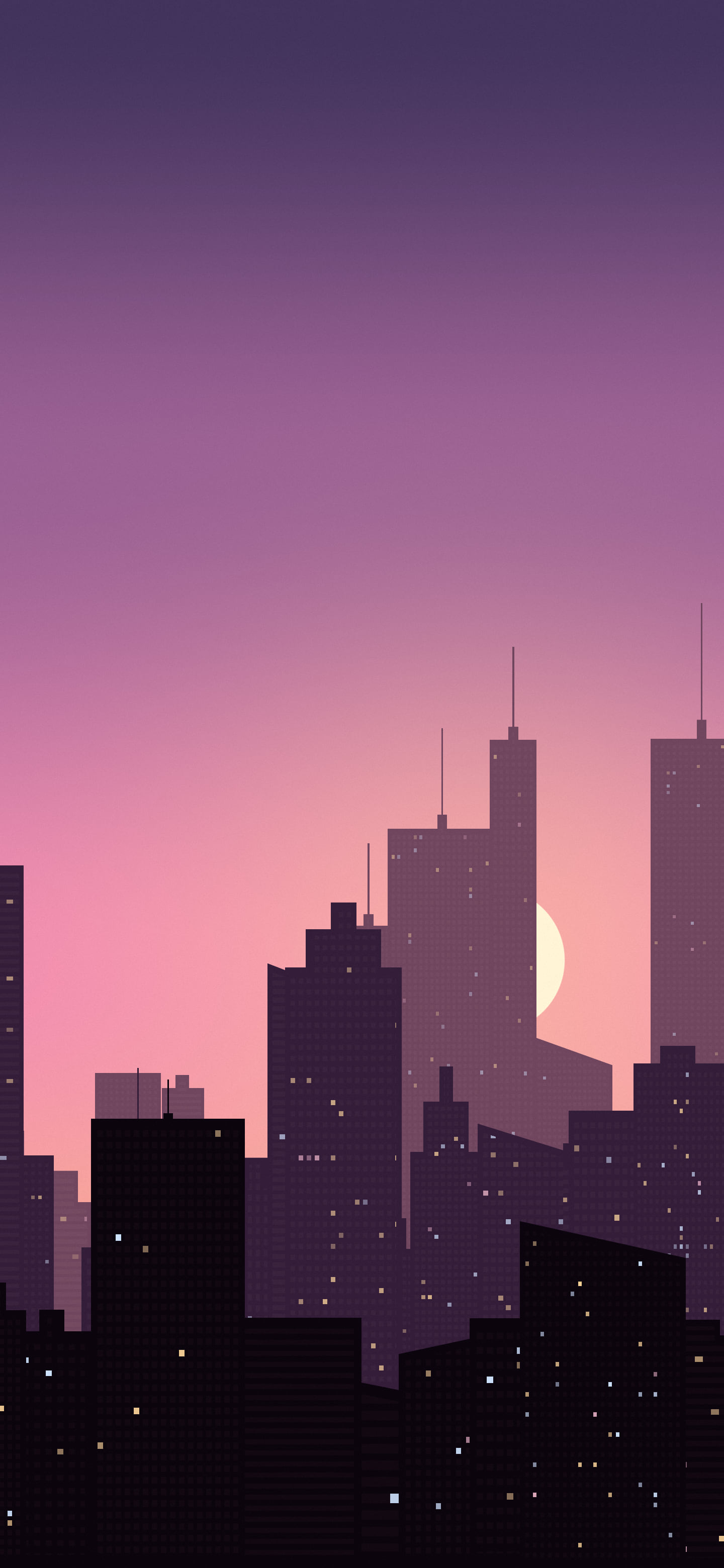 Pink City Skyline Sunset wallpaper for iPhone and Android