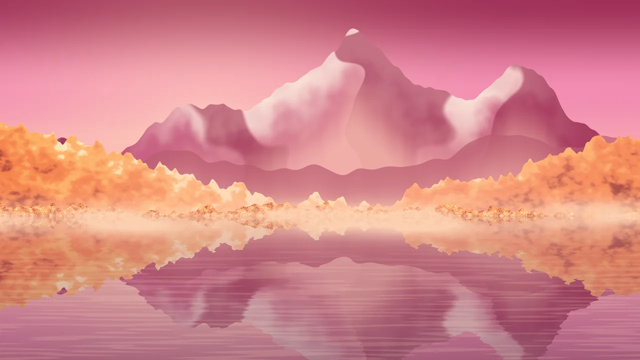 Pink Fall Mountain Lake desktop wallpaper in 4K