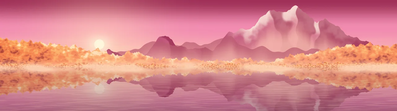 Pink Fall Mountain Lake dual monitor wallpaper, 7680 × 2160
