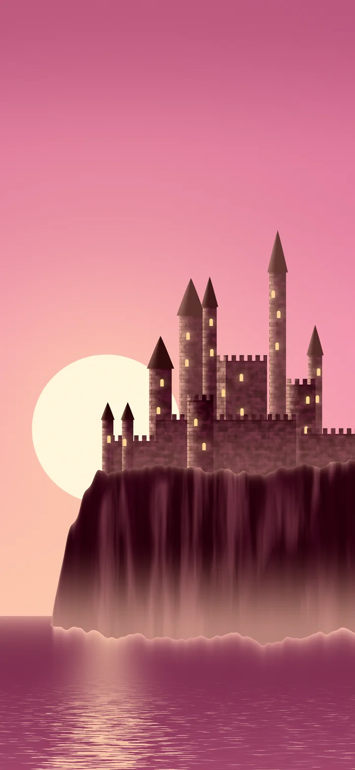 Pink Fantasy Castle at Sunset wallpaper for iPhone and Android