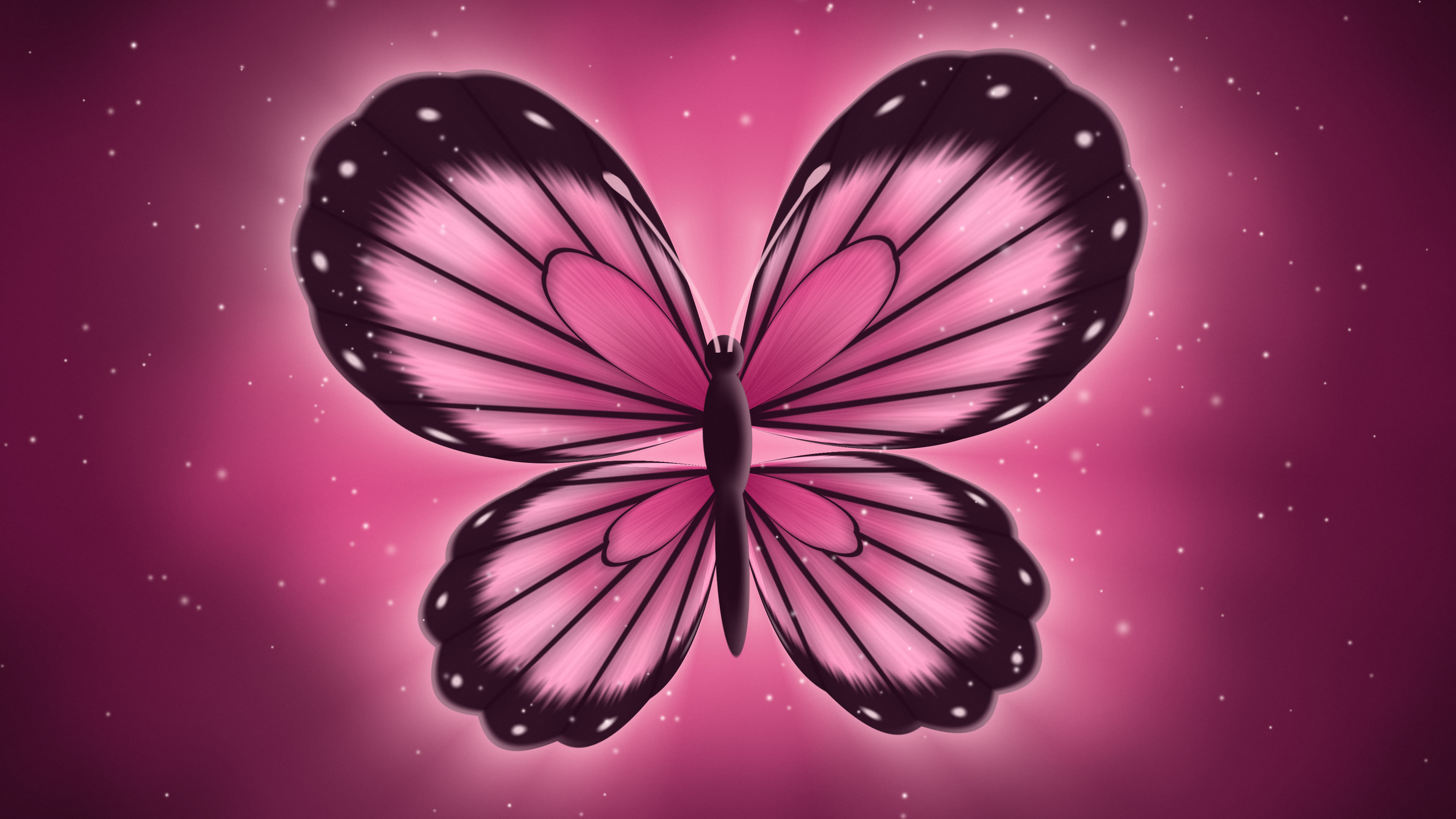 Pink Glowing Butterfly desktop wallpaper in 4K
