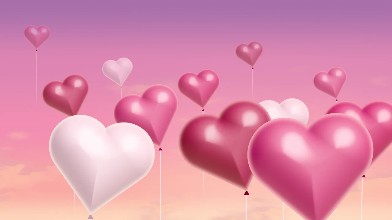 Pink Heart Balloons desktop wallpaper in 4K