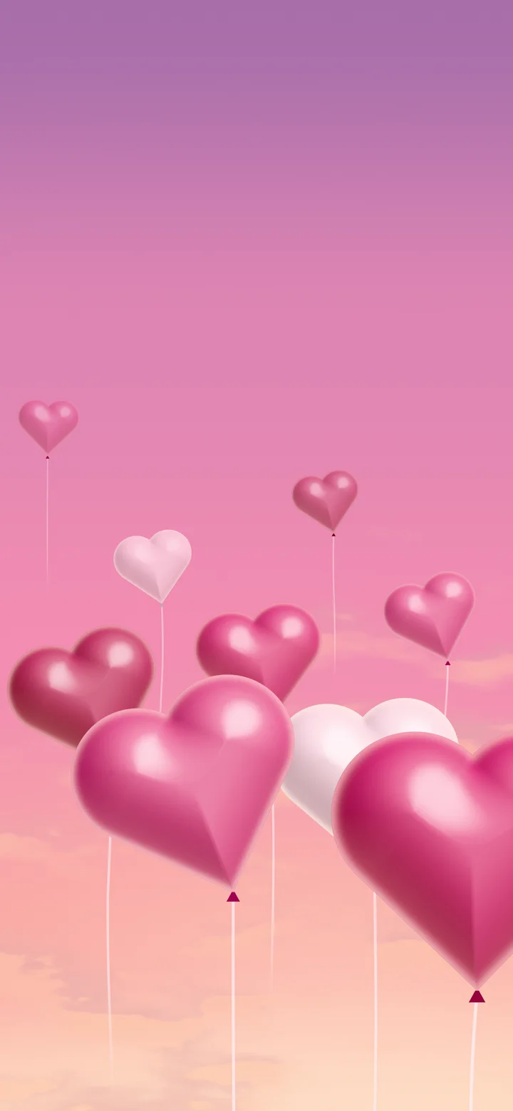 Pink Heart Balloons wallpaper for iPhone and Android