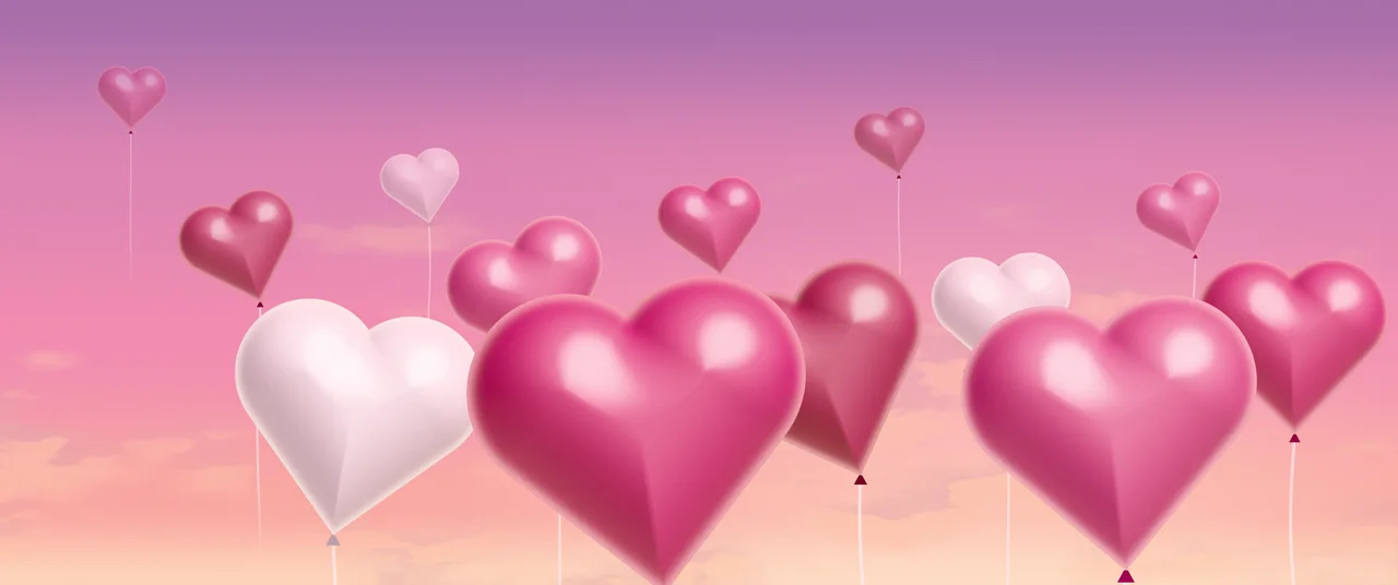 Pink Heart Balloons ultrawide wallpaper, 3440 × 1440