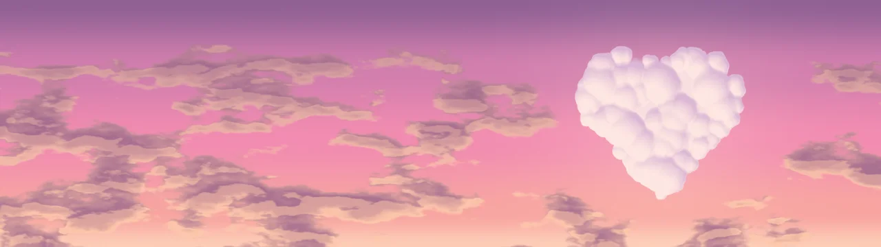 Pink Heart Cloud Sky dual monitor wallpaper, 7680 × 2160