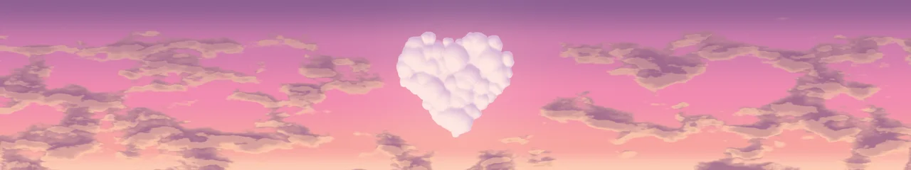 Pink Heart Cloud Sky triple monitor wallpaper, 7680 × 1440