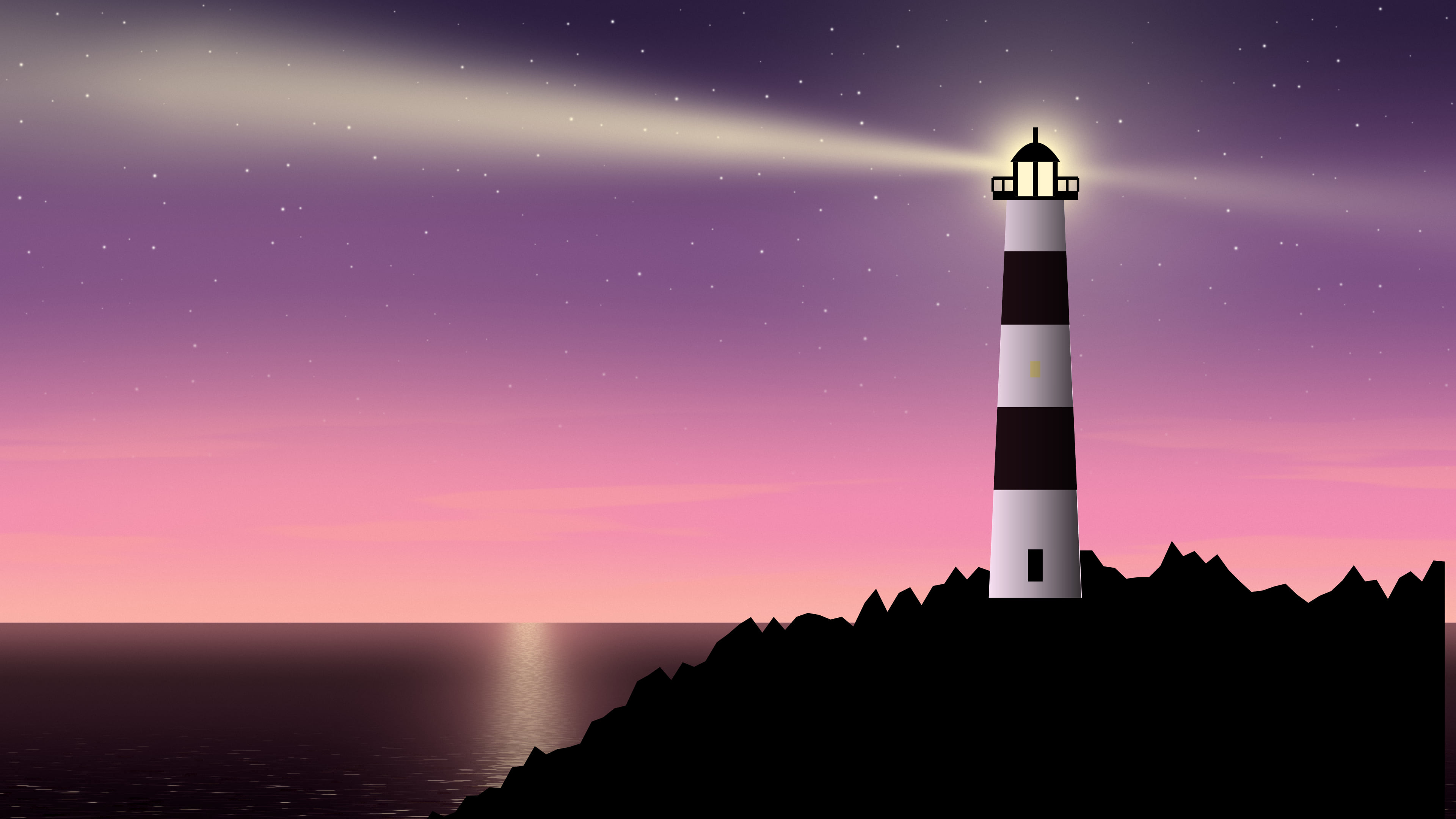 Pink Lighthouse desktop wallpaper in 4K
