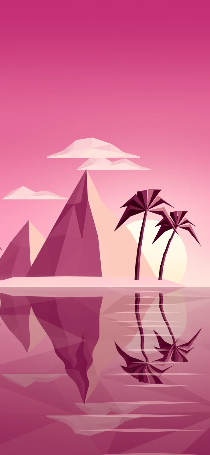 Pink Low Poly Island at Sunset wallpaper for iPhone and Android