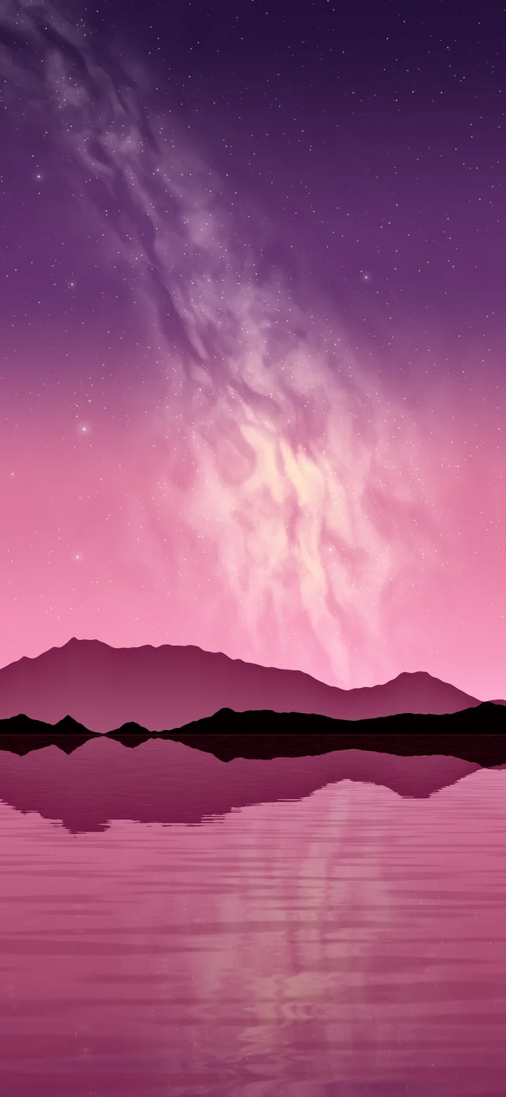 Pink Milky Way over a Lake wallpaper for iPhone and Android