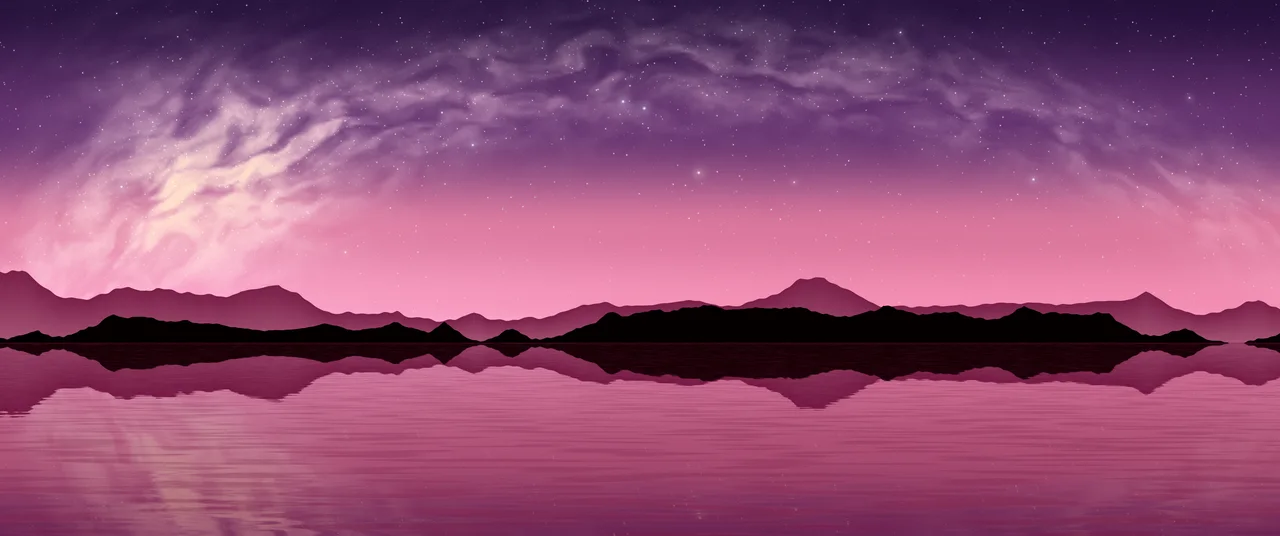 Pink Milky Way over a Lake ultrawide wallpaper, 3440 × 1440