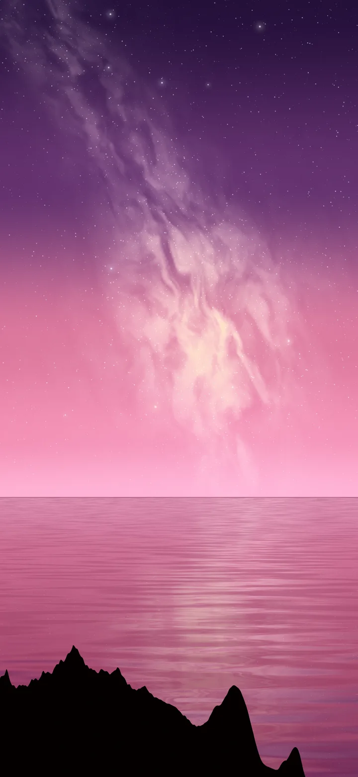 Pink Milky Way over the Ocean wallpaper for iPhone and Android