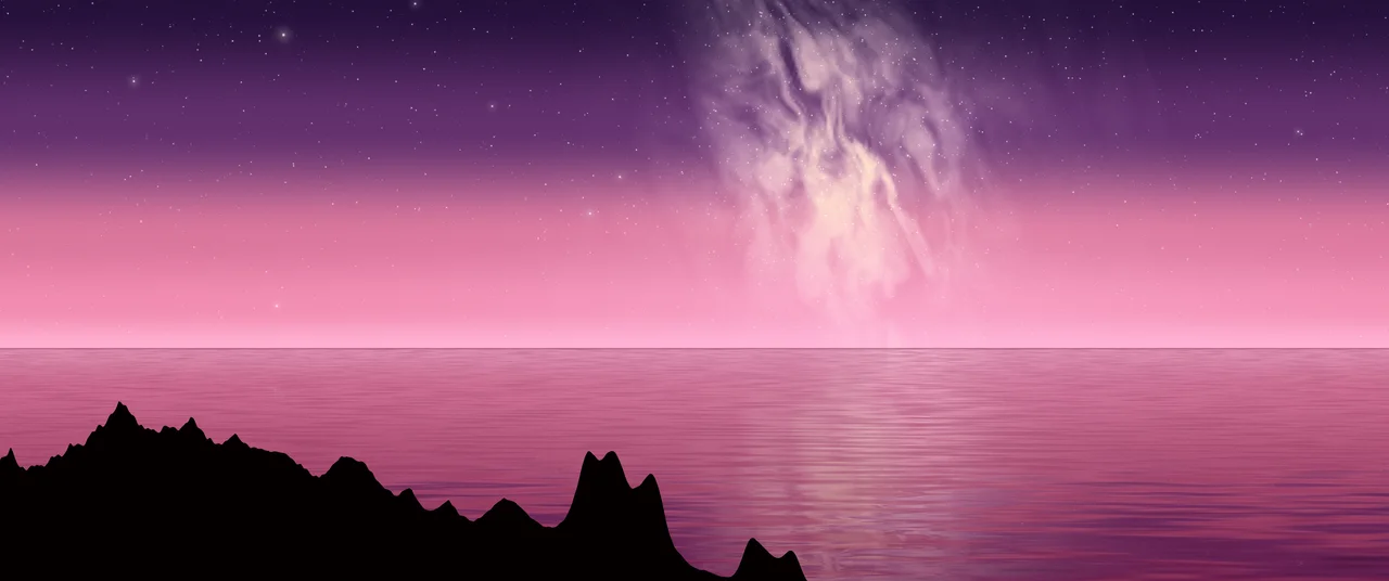 Pink Milky Way over the Ocean ultrawide wallpaper, 3440 × 1440