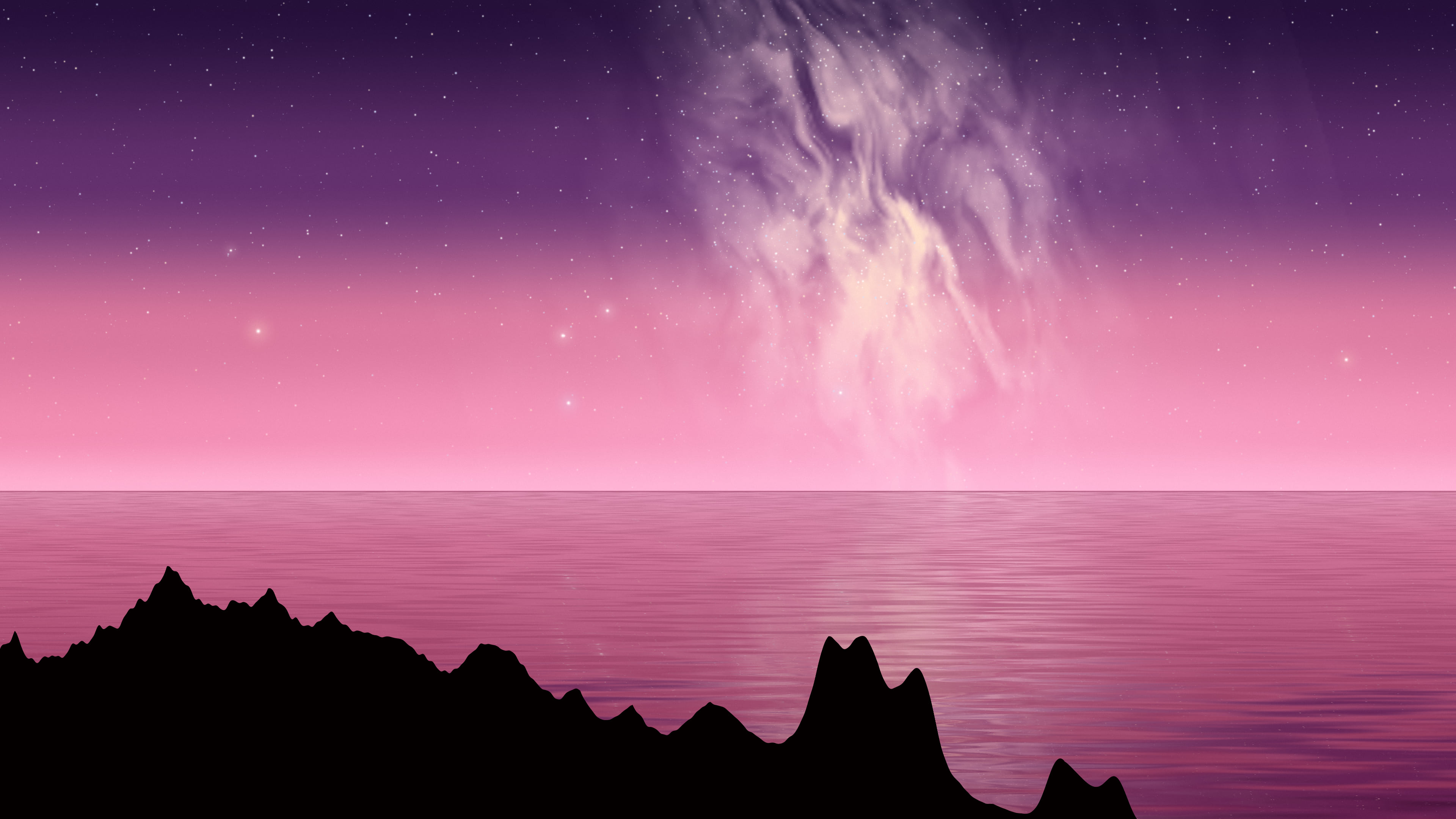 Pink Milky Way over the Ocean desktop wallpaper in 4K