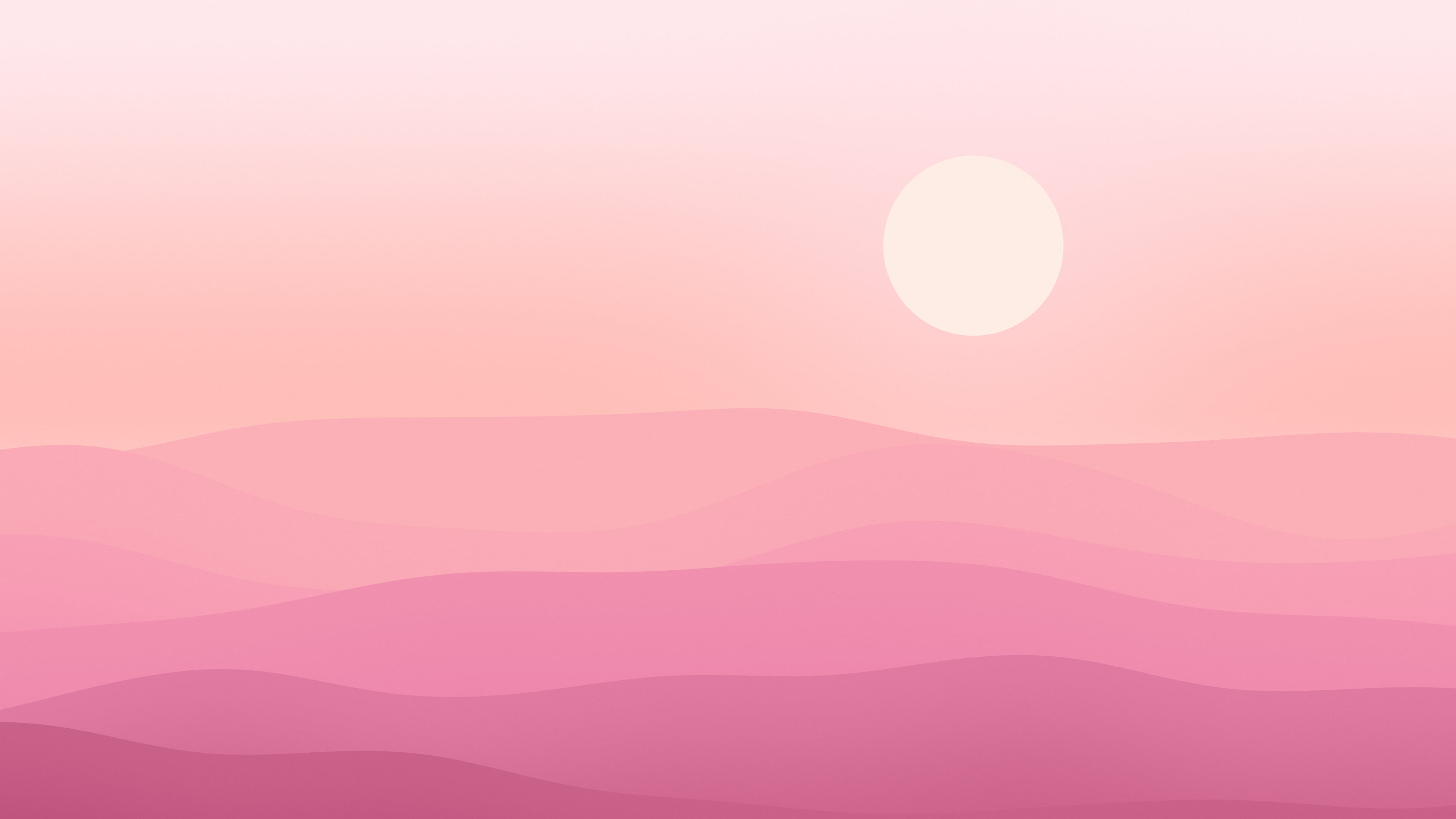Pink Minimalist Desert Dunes desktop wallpaper in 4K