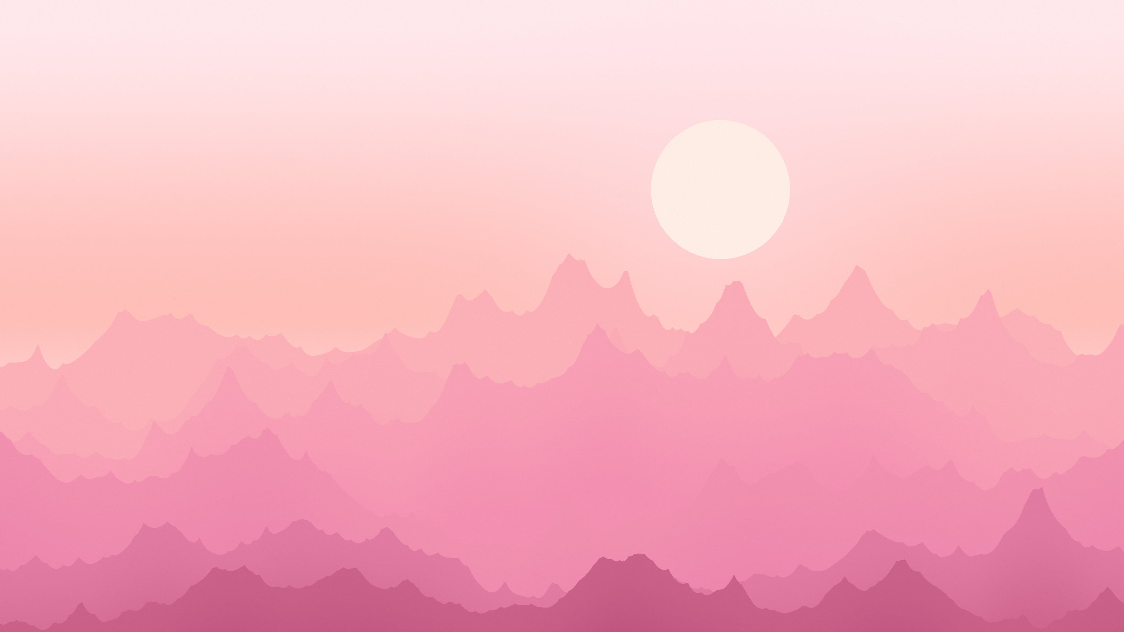 Pink Minimalist Mountain Landscape desktop wallpaper in 4K