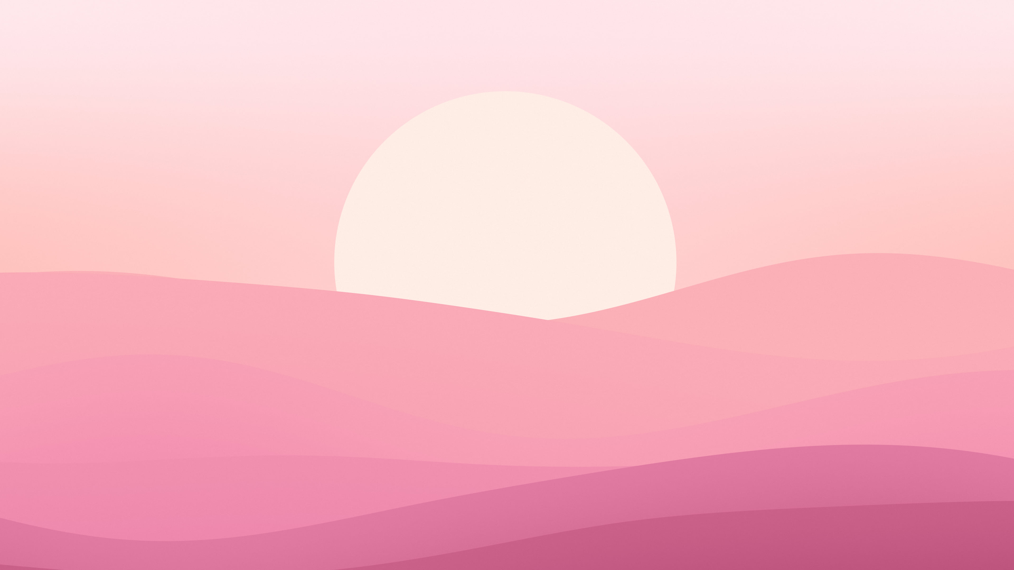 Pink Minimalist Sunset Hills desktop wallpaper in 4K