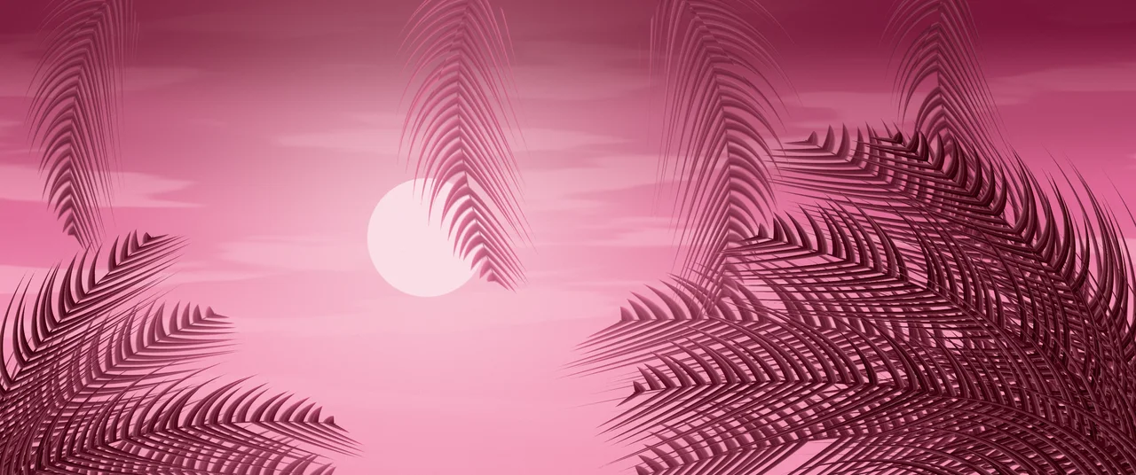 Pink Palm Leaves ultrawide wallpaper, 3440 × 1440